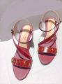 Stylish Platform Heel Sandals for Girls – Lace-Up, Reptile Leather, 2.5". 