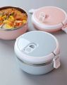 700ml Round Shape Vacuum Tiffin Box with Stainless Steel Inner, Lunch Box for School and Office, Multi-Color. 