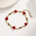 Vintage French Rose Flower Bracelet Set for Women EuropeAn-American Ins Personality Temperament Red Rose Jewelry. 