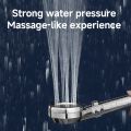 Hexagonal Pressurized Shower Head Four-speed Supercharged Hard ABS Fall-resistant Water Filter Bathroom Accessories.