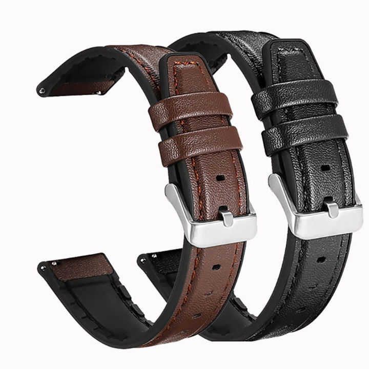 S201111 Leather+Silicone Strap For Fossil Band GEN 6 5 5E 44mm GEN 5 LTE 45mm ...