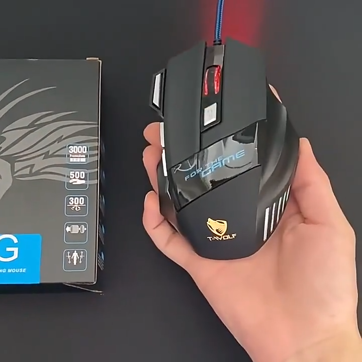 FunBug 7 Buttons Mechanical Gaming Mouse RGB with 4-Levels DPI Control - 7 Light Wired USB Optical Mouse with Side Buttons - Mouse with Pad for PC, Laptop, Computer, Gaming, Pubg Mobile - Black