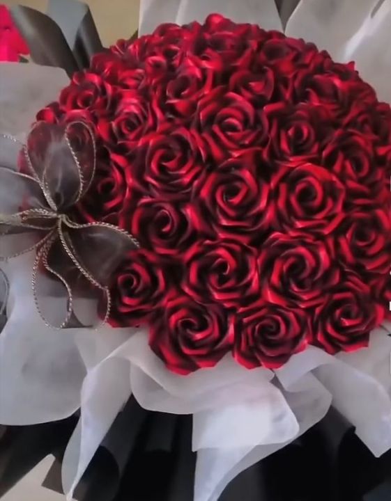 Red Roses Customized So adorable and cute Handmade from ribbon Red roses beautiful and ...