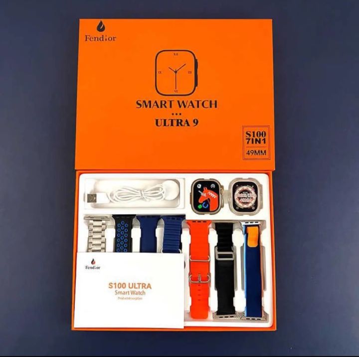 S100 Smart watch Ultra 9 7 in 1 strap series 9 49mm Super Display Waterproof IP67