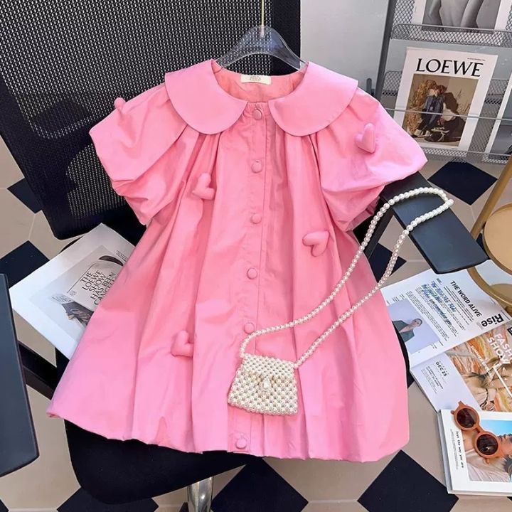 2-10%20Years%20Summer%20Cute%20Girls%20Dress%20Heart%20Jewelry%20Decoration%20Flip%20Collar%20Single%20Row%20Buckle%20Design%20Dress%20For%20Girl%20-%20Image%207