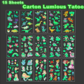 15 Sheets Carton Tatoo Kids Play Temporary Tatoo Sticker for Childrens Body Art Mermaid Sticker Glow Paste on Face Arm. 