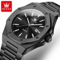 OLEVS 3613 Butterfly Lock Fan Made Luxury Business Watch for Man Sport Stainless Steel Men Watch Luminous Date Watches Quartz watch - Watch For Men.