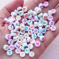50/100/200 pcs pack of English Alphabet Beads,7mm White and Mixed Color Acrylic Flat Round Spacer Beads English Alphabet Beads for Bracelets and For Jewelry Making DIY Handmade Accessories by Gift Jewels. 