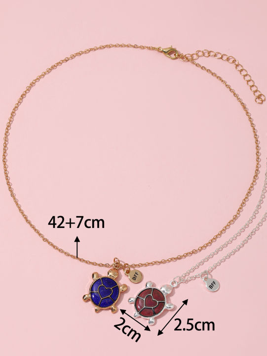 2Pcs/Set%20Cartoon%20Cat%20Butterfly%20Turtle%20Temperature-Sensitive%20Color%20Changing%20Pendants%20Girl%20Children's%20Friendship%20%20Necklace%20-%20Image%206