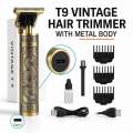 T9 Professional Hair Trimmer | Cordless Electric Hair Clipper & Beard Shaver for Men | Metal Body Barber Machine. 