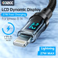 PD 27W Fast Charge Cable LCD Display Transparent Shell Data Transfer, USB A Type-C to Lightning Cord for iPhone 14 Pro Max/13/12.