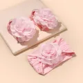 Flower Baby Headband and Socks Set Newborn Girl Soft Nylon Hairband Elastic Floral Turban Short Sock Infant Headwear set. 