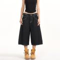 2026 Summer American Retro Denim Cropped Pants for Men and Women Street Loose Wide-leg Shorts Y2K Hip-hop Street Dance Pants. 