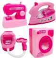 Galaxy Toys Dream 4 in 1 Household Utility Toy Set for Kids | Kitchen Pretend & Play Set for Kids | Washing Machine, Iron, Sewing Machine,Vacuum Cleaner for Girls (Pink). 