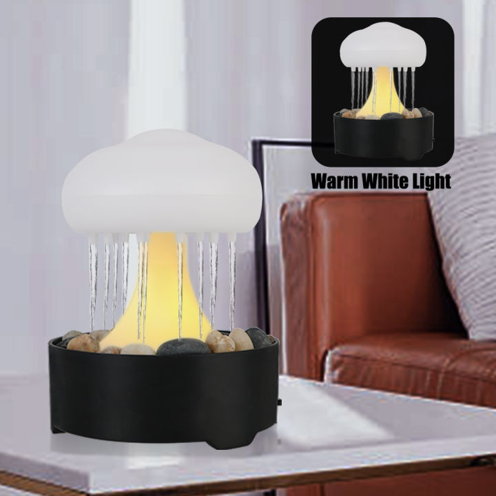 Mushroom Lamp For Home Bedroom Rain Cloud Night Light Portable Fountain Light Warm White Lights