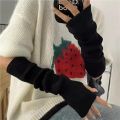 Fingerless Mittens Women Knitted Gloves Cosplay Anime Gloves Winter Arm Warmers Punk Gothic Harajuku Knit Mitten Arm Sleeves.