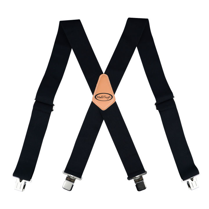 MELOTOUGH Men's Suspenders Fully Elastic 2 Inch Wide X Back Heavy Duty Work Suspenders Tool Belt Suspenders Man Suspend