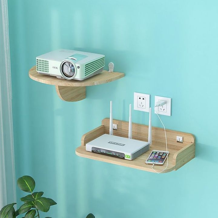 Wall-Mounted Wooden Router & Projector Shelf Set – Floating Shelf with ...
