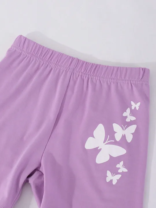 Spring%20And%20Summer%20Women's%20And%20Children's%20Sports%20Style%20Butterfly%20Print%20Off%20Shoulder%20Short%20Sleeved%20Top&Shorts%20Two-Piece%20Set%20-%20Image%205