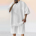 European and American Oversized Fashion Brand Men's Summer New Chessboard Plaid Loose Sports and Leisure Two-Piece Set. 