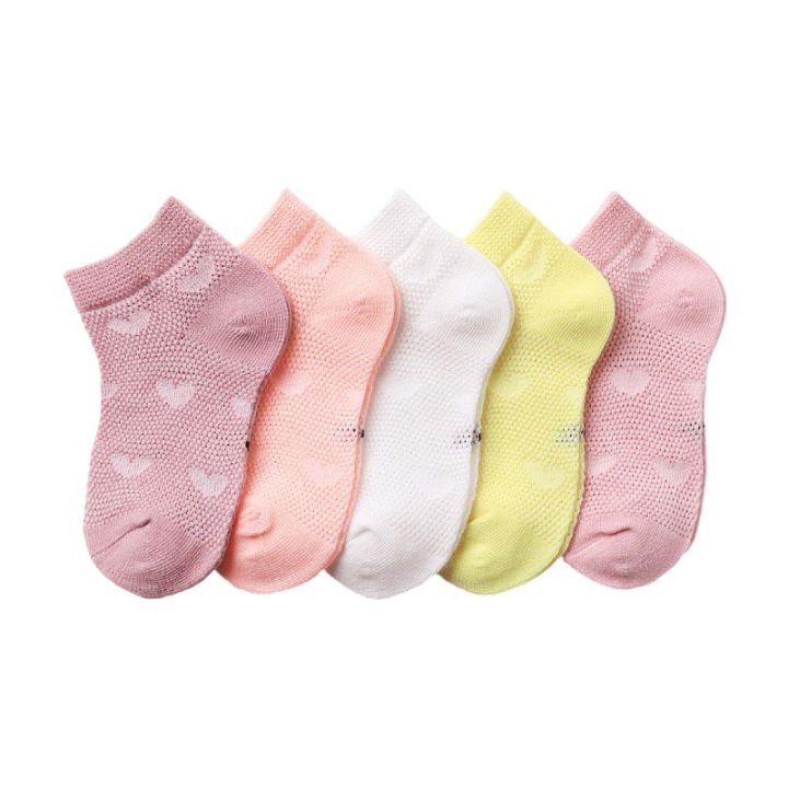 5%20Pairs%20Girls%20Socks%20Cute%20Heart%20Pattern%20Mesh%20Breathable%20Soft%20Comfortable%20Baby%20Children%20Kids%20Ankle%20Socks%20-%20Image%203