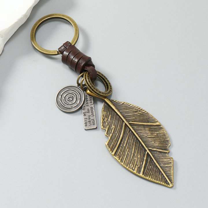 Fashion%20metal%20leaf%20pendant%20men%20keychains%20leather%20key%20ring%20-%20Image%204