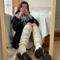 1Pair Y2K Over Knee Leg Warmer Lengthened 70cm JK Uniform Long Socks Lolita Knitted Boot Socks Pile Up Socks Foot Warming Cover. 