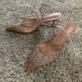 New Summer Women's Sandals Rhinestone Bright Mesh High Heels Footwear Elegant Slingback Pointed Slip on Party Lady Pumps Shoes. 
