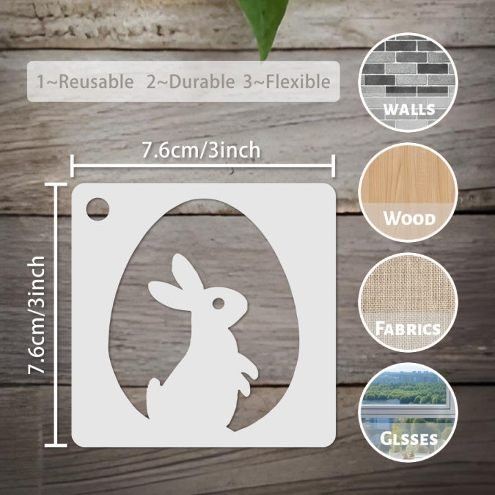 24PCS%20Mini%20Easter%20Stencil%20Set%203x3%20Inch%20Bunny%20Egg%20Flower%20DIY%20Painting%20Template%20Craft%20-%20Image%202