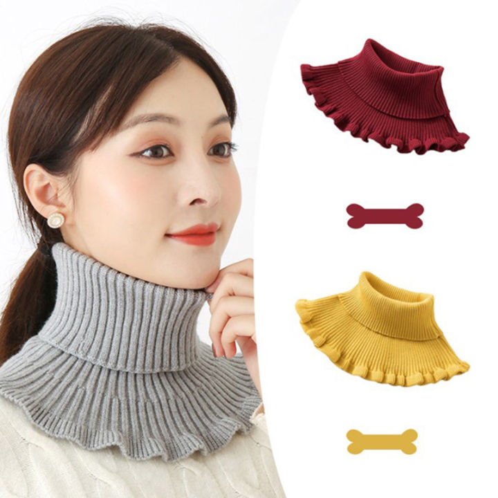 Warm Knitted Fake Collar Woolen Women Turtleneck Knitted False Fake