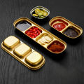 Stainless Steel Divided Dip Bowls Sauce Plate Seasoning Dipping Condiment Tray for BBQ Vinegar Spice Ketchup Salt Sugar Flavor. 