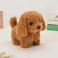 Walking Dog Toy 5.9 Inch Tall Cute Barking with Bell and Puppy Leash Interactive Tail Waking Realistic Plug. 