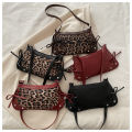 New Armpit Bag Trendy Shoulder Bag for Women Sweet Double Bow Handbag Ladies Bag Retro Fashion Female Leopard Print Shoulder Bag. 