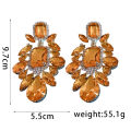 Orange Rhinestone Geometric Earrings for Women Retro Exaggerated Drop Earrings Temperament Party Accessories Girls Gifts.