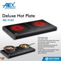 Anex Electric Stove AG-2162 Ceramic Cooker - 2 Burners Hotplate - Infrared Cooker 2000+1500 Watts Hot Plate. 