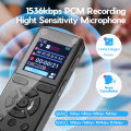 64GB Voice Activated Digital Recorder with Playback – 4552 Hours Audio Storage, 1536Kbps HD Recording, Dual Microphone, MP3 Play.
