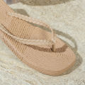 Women's Summer Beach Vacation Square-Toe Comfortable Open-Toe Waterproof Non-Slip Flat Flip-Flops, Casual Home-Style Flip-Flops. 