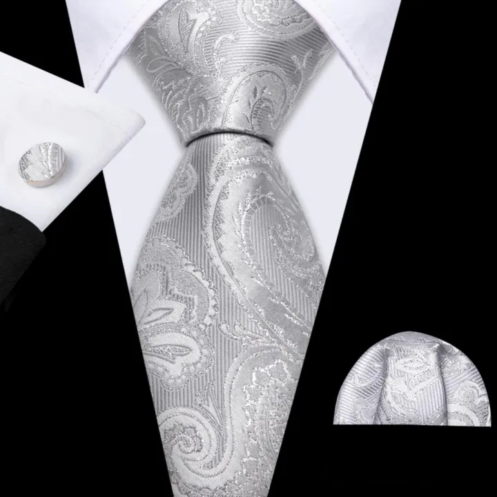 Barry.Wang%20Black%20White%20Gray%20Silver%20Men%20Tie%20Handkerchief%20Cufflinks%20Set%20Jacquard%20Necktie%20for%20Male%20Wedding%20Business%20Party%20Gift%20-%20Image%207