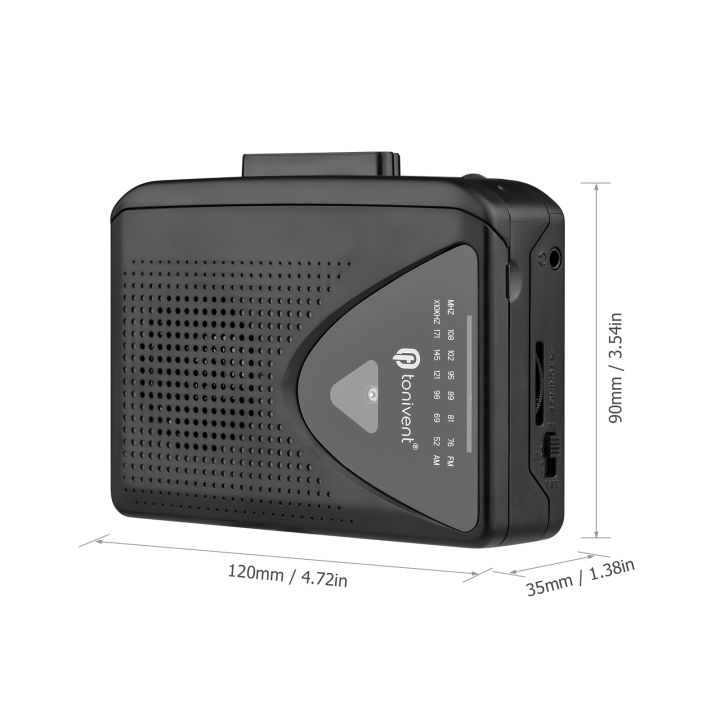 TONIVENT%20TON009%20Portable%20Cassette%20Player%20AM/%20FM%20Radio%20Auto%20Stop%20Mini%20Stereo%20Tape%20Player%203.5mm%20Earphone%20Jack%20Adjustable%20Volume%20-%20Image%206
