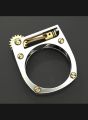Punk Men Women Mechanical Gear Geometric Band Finger Ring Party Jewelry Gift.