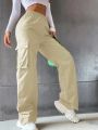 Fashion Women Baggy Joggers Pants Casual Communte Female Chic Straight Cargo Pant Elastic High Waist Elegant Oversized Trousers. 