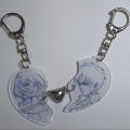 2pcs/set Anime Attack Mikasa Ackerman Figure Acrylic Heart Shape Keychain Backpack Pendant Cosplay Accessories Couple BFF .