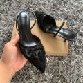 Black Embroidered Mesh Slingback High Heels Sandals for Women Designer Shoes Woman Elegant Style Wedding Party Pumps. 