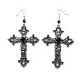Punk Dazzle Goth detail Crucifix Black Zircon Jewelry Earrings Silver jewelry stylish gorgeous women's classic gift. 
