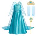 Halloween Elsa Dress for Girls Children Party Princess Costume Kids Disguise with Long Cloak Girl Snow Queen Carnival Clothes.
