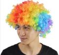 Adult Multi Coloured Rainbow Circus Curly Afro Clown Wig Halloween Fancy Dress. 