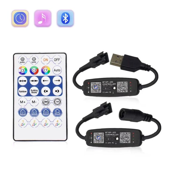 12V RGB LED Music Controller 5V 24V DC Addressable LED Strip SPI USB Bluetooth Pixel Remote Control WS2812B SK6812 WS2811 IC