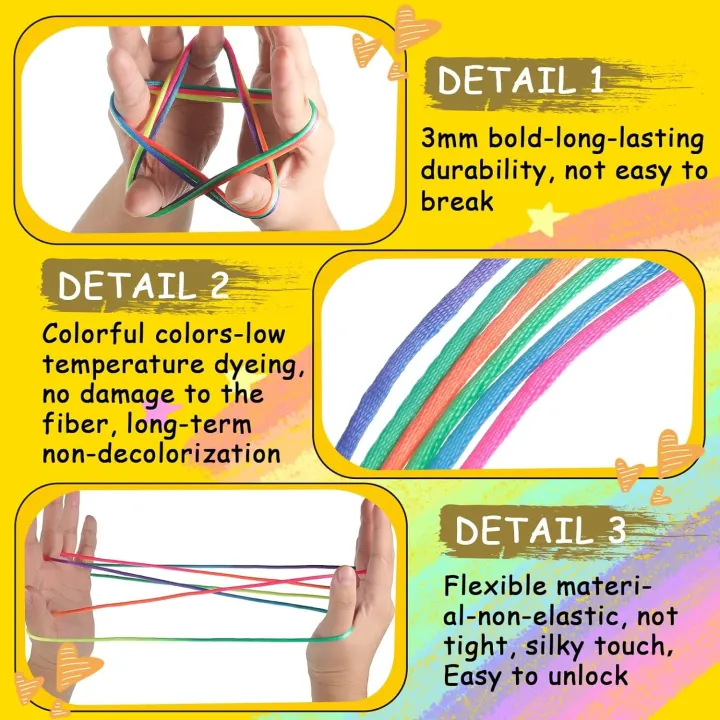 Rainbow%20Cats%20Cradle%20String%201.6M/63%20Inch%20Long%20Rainbow%20Colourful%20Finger%20Rope%20Chinese%20Finger%20String%20Games%20Toy%20for%20Kids%20-%20Image%205