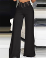 High Waist Hollow Out Pant Women Spring Summer Solid Retro Boot Cut Pants Korean Baggy Y2K Trousers Female Casual Outfit Clothes. 