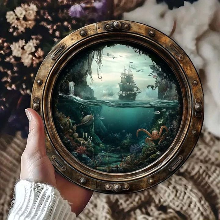 1 Piece 2D Wooden Hanging Sign Maritime Boat Ramp Theme 8 Inch Round ...